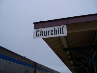 Churchill train station sign
